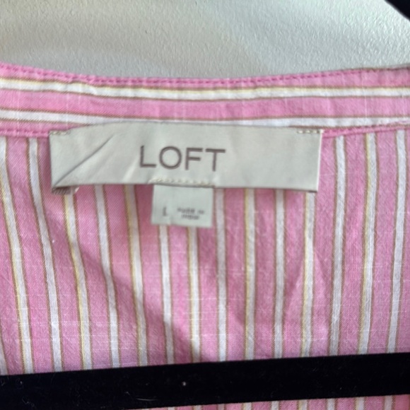 Loft Pink Striped Ruffle Top - Picture 3 of 3